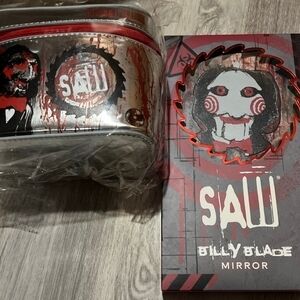 SAW Billy Blade Mirror and Cosmetic Bag Set - Red and Black